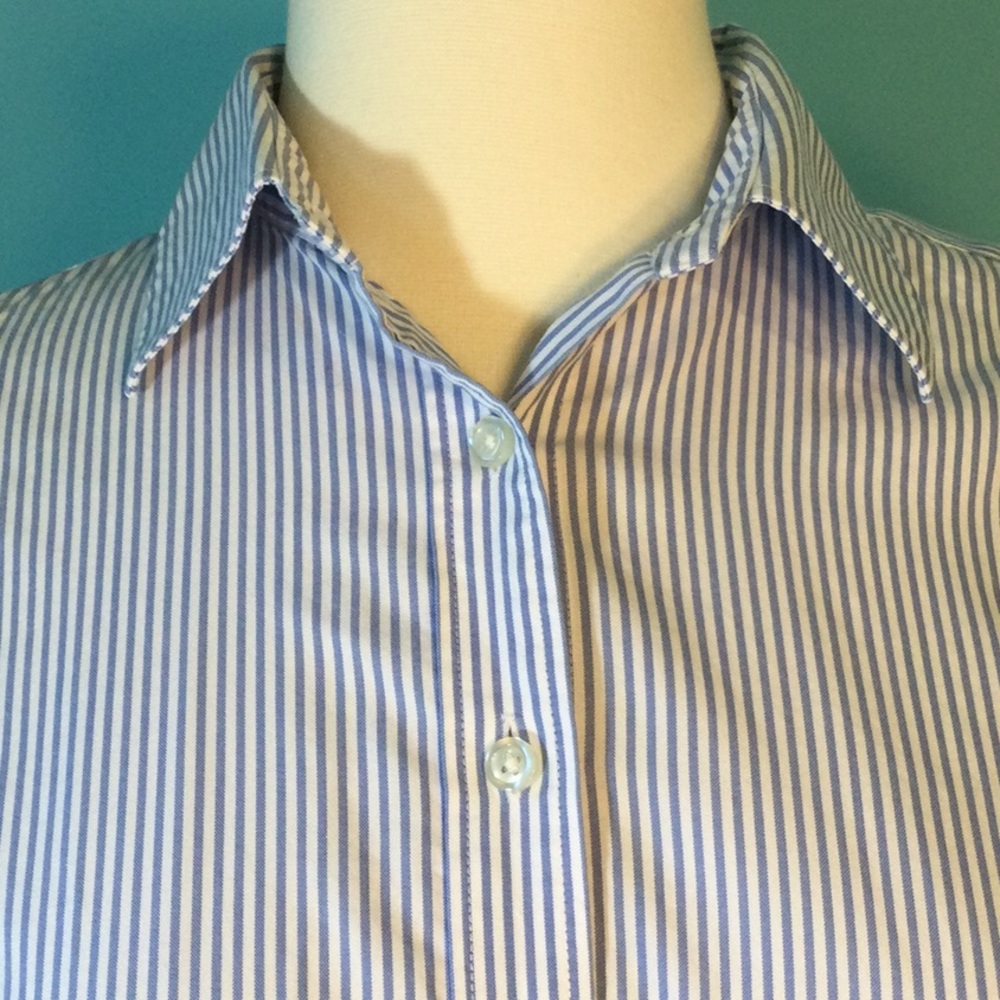 Womens Lands End No Iron Stripe Blouse